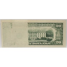 UNITED STATES OF AMERICA 1990 . TWENTY 20 DOLLARS BANKNOTE . ERROR . LARGE INK SMEAR